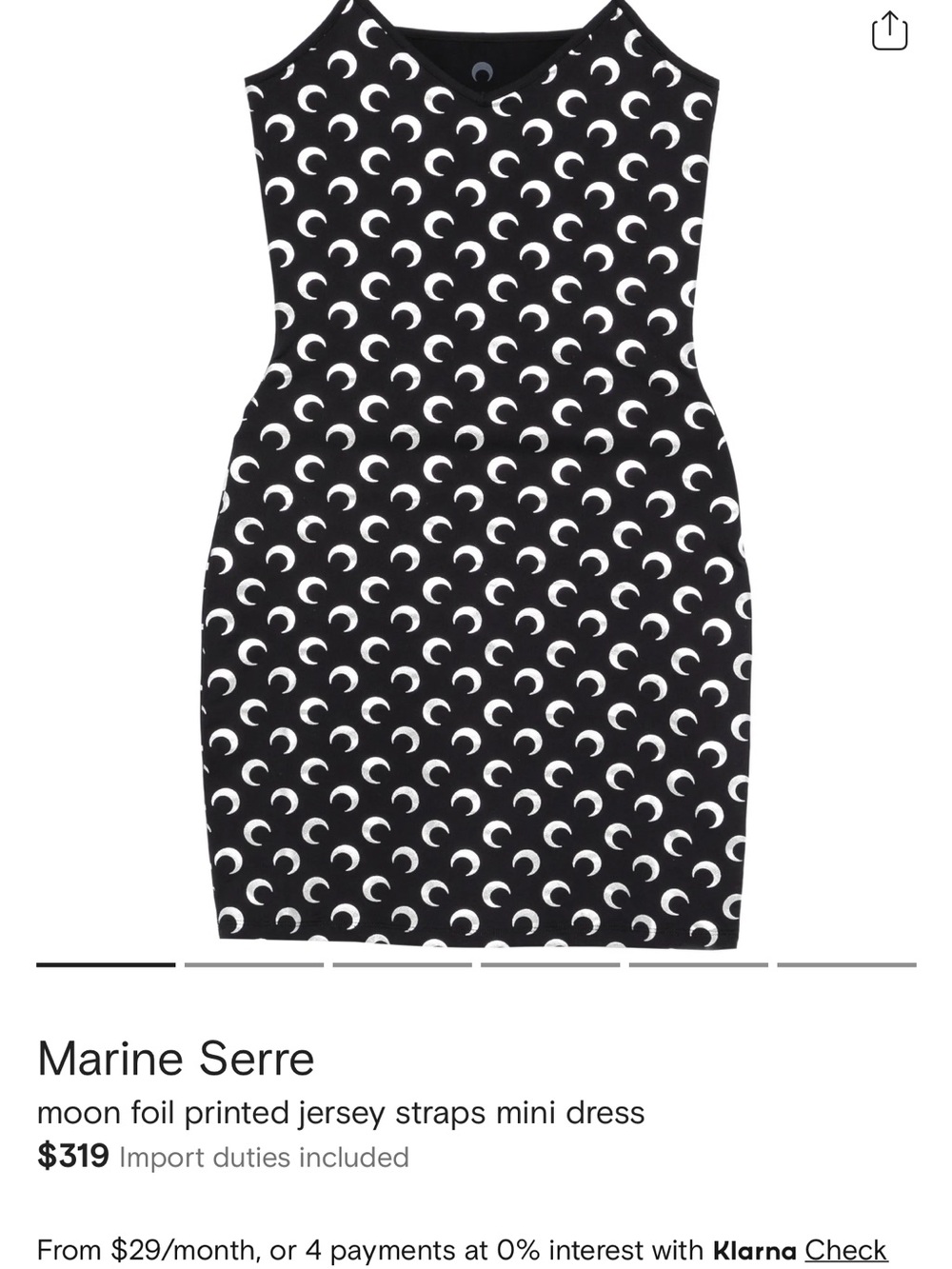 Marine Serre Black Jersey Mini Dress with White Moon Print